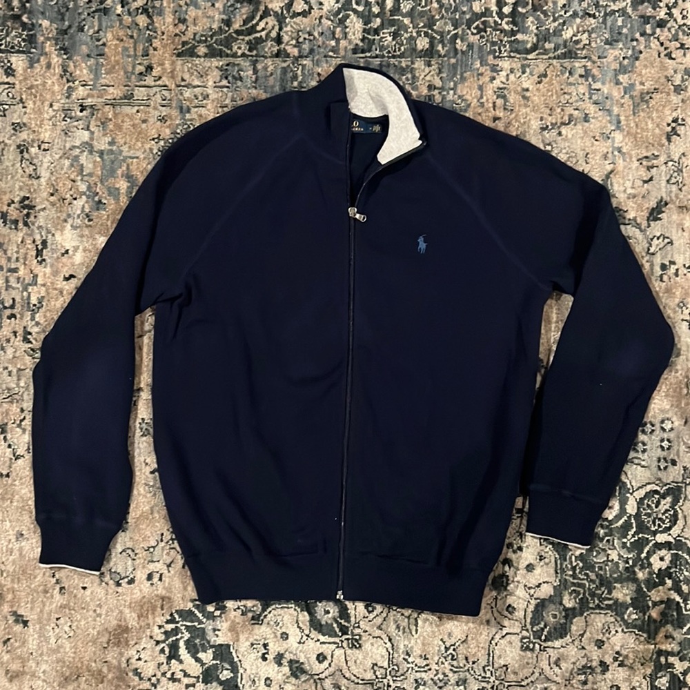 GUC Mens Polo by Ralph Lauren Navy Zip Lightweight Cardigan-Size M